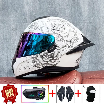 Racing Helmet, New National Standard 3C — Motosiklet kaskı (dəbilqə) - blooming-color-mirror-y10-soft-wheat-delivered-with-transparent-mirror-s