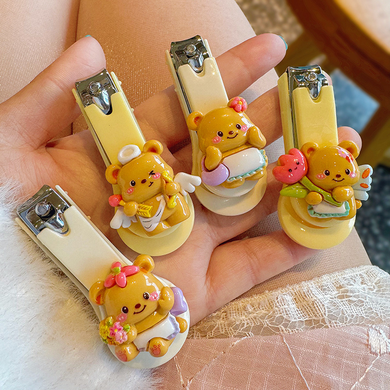 Cute Butter Smile Bear Nail Clipper Dormitory High Color Value Nail Clipper Student Portable Nail Clipper Cartoon Creation