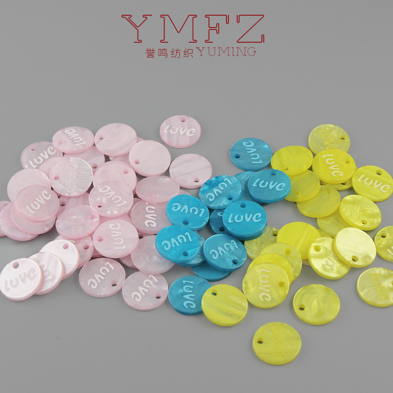 Colorful Decorative Logo Sewable Resin Clothing Logo Button Logo Hanging Card Letter Round Fixed Logo Scarf Button