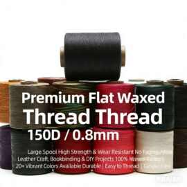 Waxed Thread,852Yds 150D 0.8mm Flat Polyester Wax Thread for