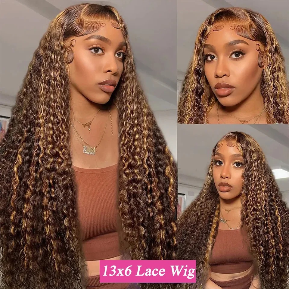 13x6 Deep Wave Lace Front Wigs pelucas de encaje delantera para mujeres pequeñas pelucas de cabello rizado largo