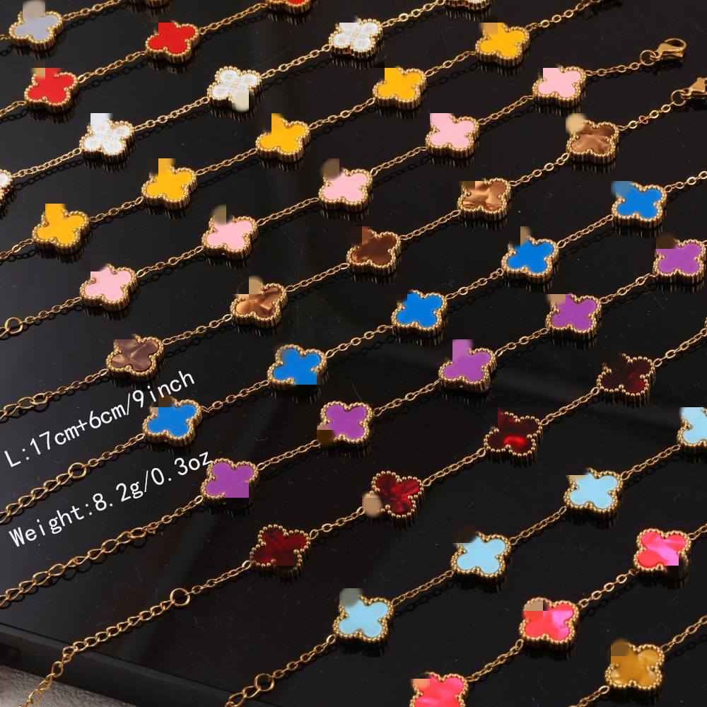 Cross-Border Hot-Selling Stainless Steel Lucky Double-Sided Bracelet for Women, Fashion Trend, Celebrity Brand, Versatile Stacking Accessories Wholesale