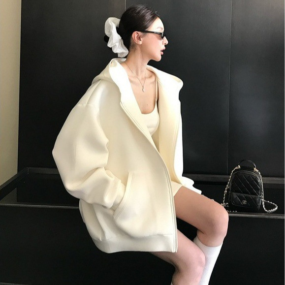 Shandong Jimo Sweatshirt Heavyweight Hooded Jacket 2025 New Early Autumn Chic Top Lazy Cardigan Korean Style Wear Shandong Jimo Sweatshirt Heavyweight Hooded Jacket 2025 New Early Autumn Chic Top Lazy Cardigan Korean Style Wear