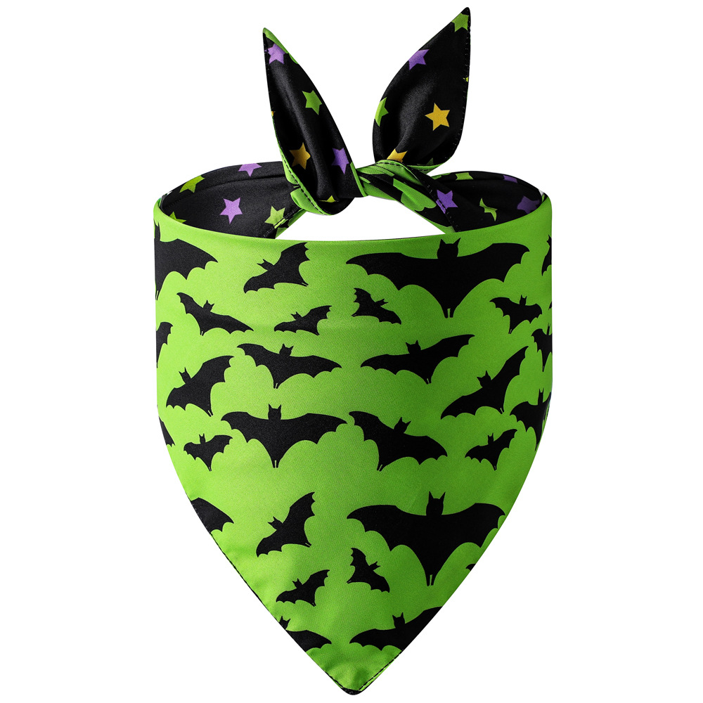 Fabricante en stock transfronterizo exclusivo para mascotas bufanda perro saliva toalla mascota Toalla de triángulo de Halloween mascota Toalla de saliva