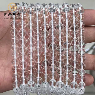 天然7A级白水晶散珠净体无棉絮老矿白水晶圆珠半成品饰品配件批发