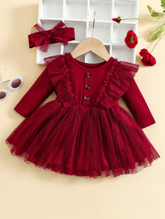 Baby girl dress spring and autumn foreign trade children's clothing popular baby autumn clothing mesh tutu skirt baby ins internet celebrity outfit