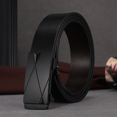 Double-sided cowhide toothless automatic buckle belt men's genuine leather belt business casual pants belt live cross-border men's model