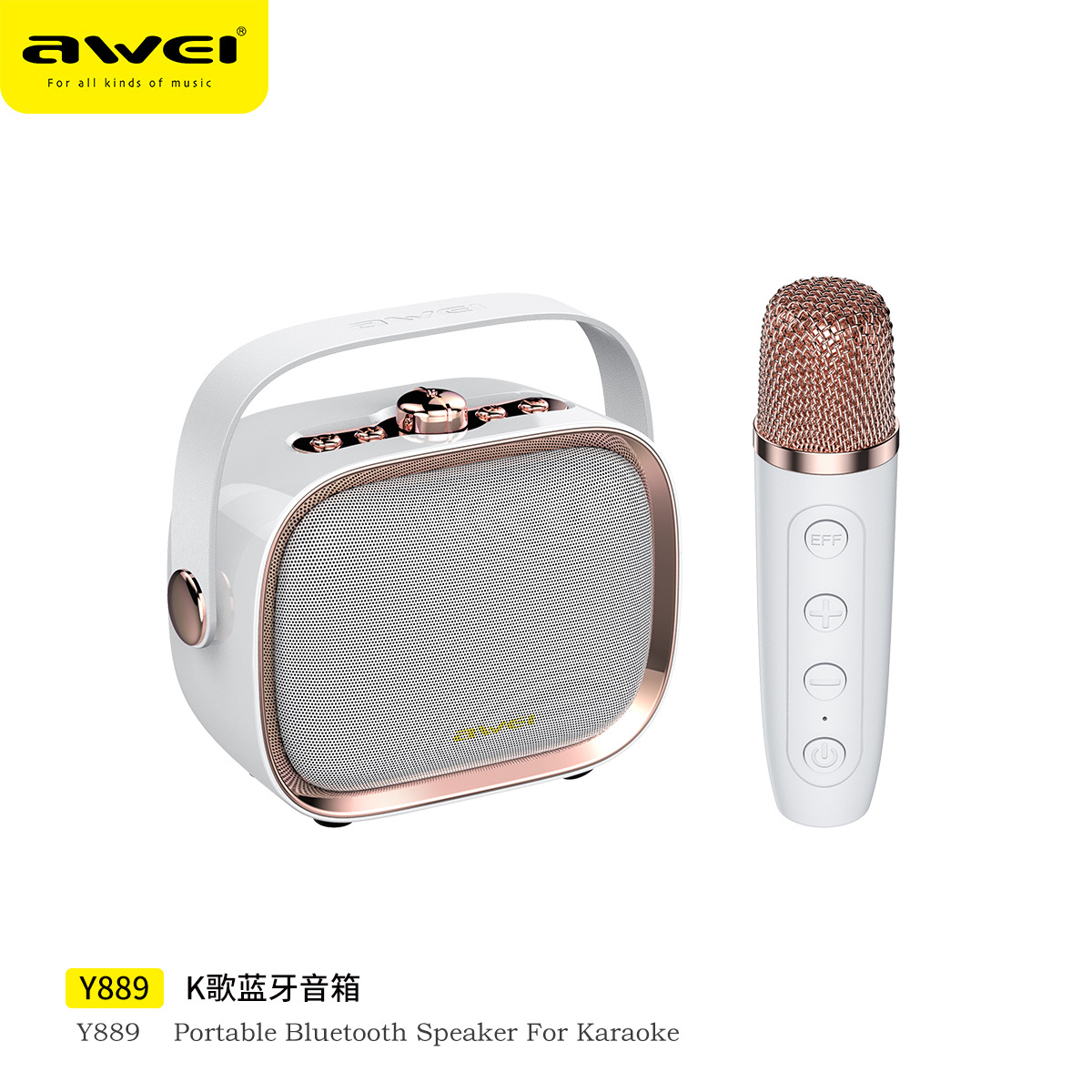 AWEI's new mini KTV speaker T889 portable home desktop karaoke with microphone small fresh speaker