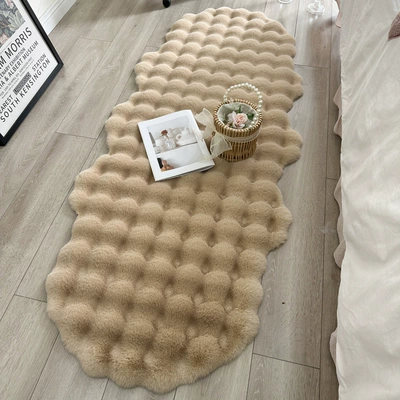 Imitation Rabbit Fur Bedroom Bedside Carpet Car Carpet - mushroom-color-thick-bubble-velvet-60150cm-round-at-both-ends