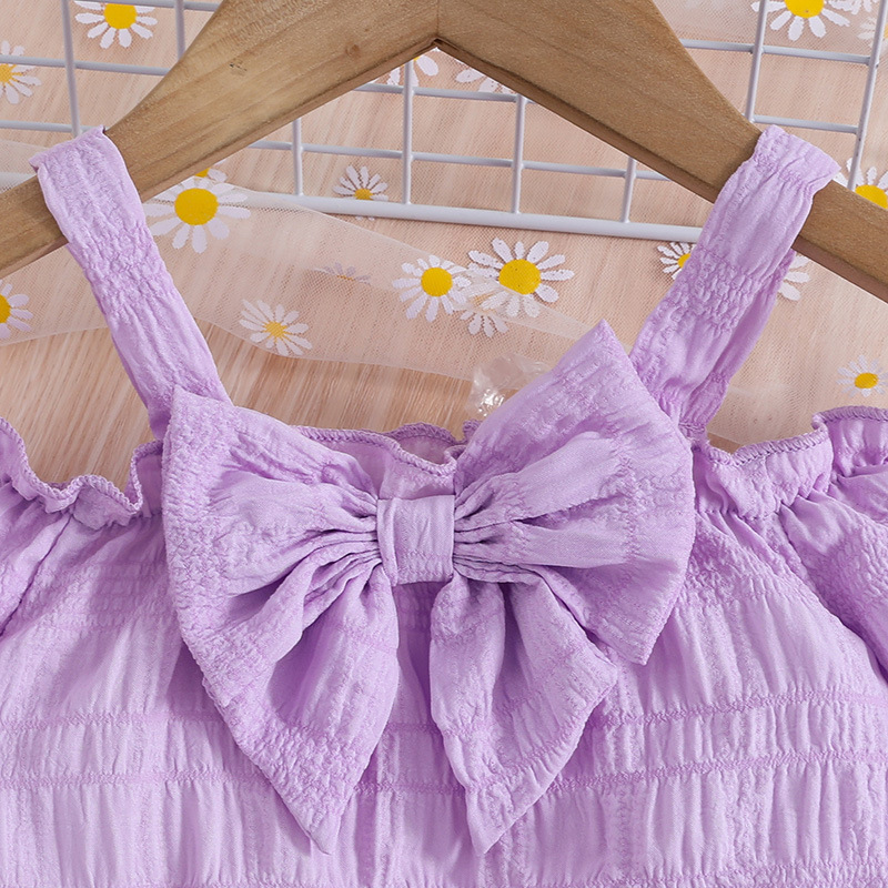 2024 Sommer Kinderkleidung Neue modische Mädchenkleidung mit Hosenträgern, kurzärmeligen Oberteilen, langen Hosen, Mädchenset_voghion.com