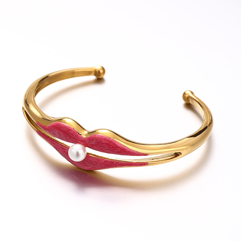 Taina Omeiins exagerado barroco pintura al óleo de viento pulsera de mujer día de San Valentín joyería de goteo rosa al por mayor