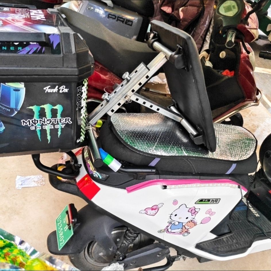 Backrest for Electric Scooter Riders, Delivery Riders, and E-Bike Riders; Foldable, Adjustable Front and Rear Support for Waist Protection