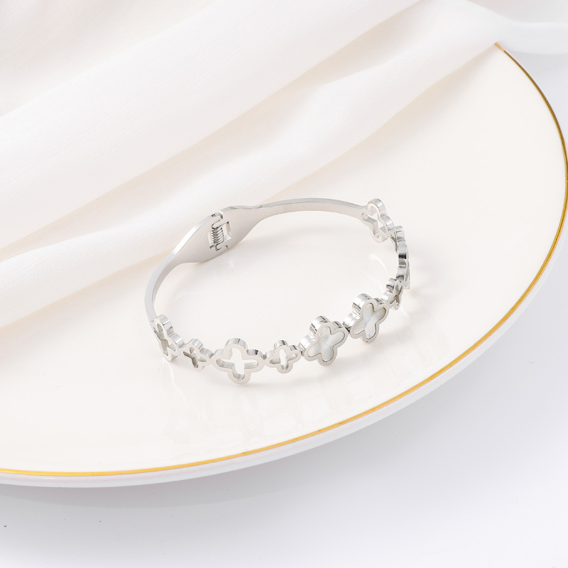 Pulsera de titanio y acero para mujer, diseño moderno y sencillo, pulsera de lujo que no se desvanece, venta al por mayor en stock.