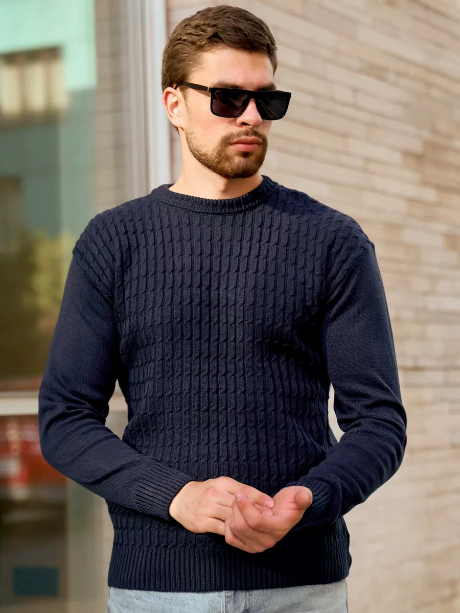 Джемпер мужской с крупной вязкой, с круглым вырезом (crew neck)