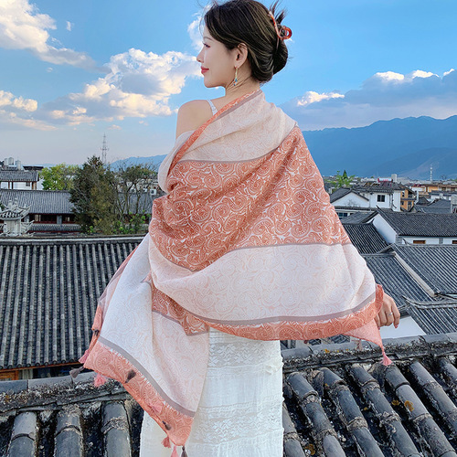 Ethnic Style Shawl Women's Outerwear Ethnic Style Summer Thin Travel Sunscreen Scarf Beach All-match Beach Towel Scarf