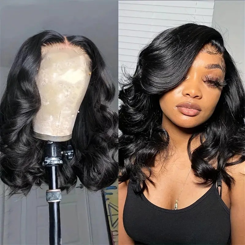 Lace Wig European American Style Trimmed Wavy Curls Synthetic Hair Extensions Machine Made Body Wave Long Medium Short_voghion.com