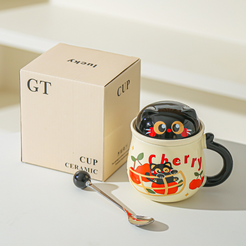 Fruta creativa gatos con tazas de fugas de té encantadoras caricaturas de alto valor de la cara de la taza de desayuno de leche doméstica taza de agua de oficina