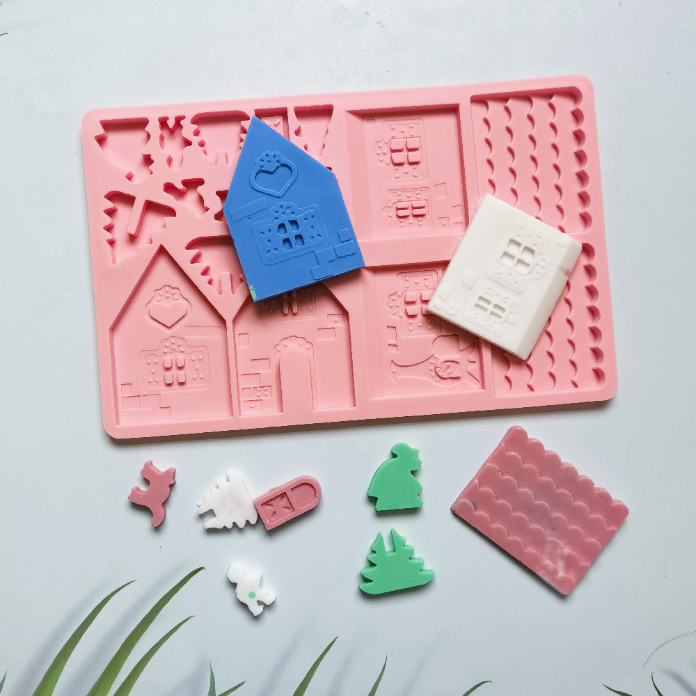 Bloques de construcción de navidad 246 molde de silicona pastel helado pudín molde de postre jabón utensilios