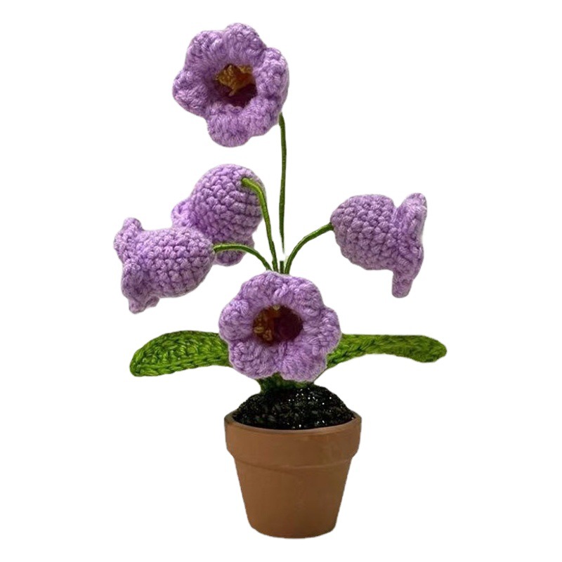 Flores de lirio de los valles tejidas a mano con hilo de ganchillo, flores artificiales, flores de campanilla, flores falsas, lirios de los valles artificiales, productos terminados al por mayor de ganchillo.