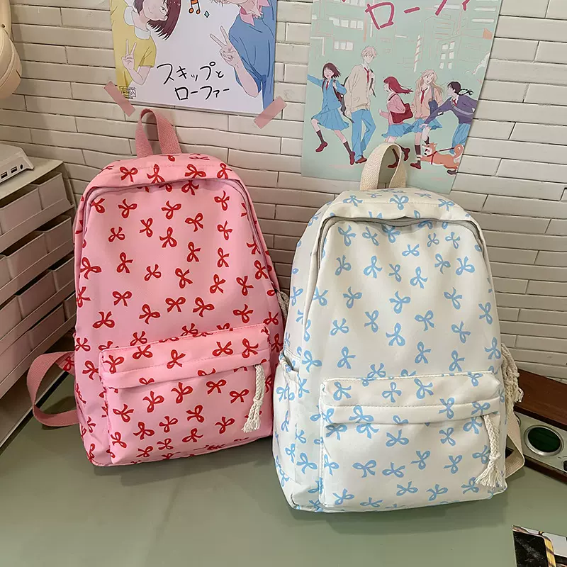 女款小清新蝴蝶结双肩包初高中生大学生校园书包轻便减负双肩背包