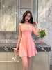 Diamond studded V-neck slim fit nightclub women's summer new A-line skirt