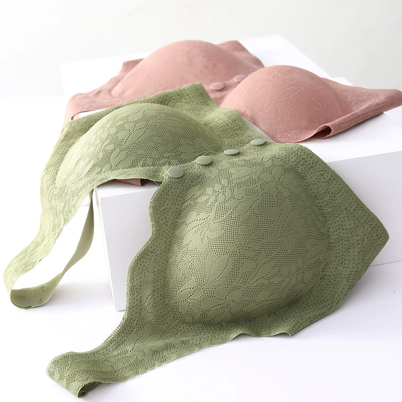 Бесшовный жилет больших размеров Нижнее белье для грудного вскармливания Беременные женщины с широкой пряжкой спереди Удобный бюстгальтер для матери Спортивный сон