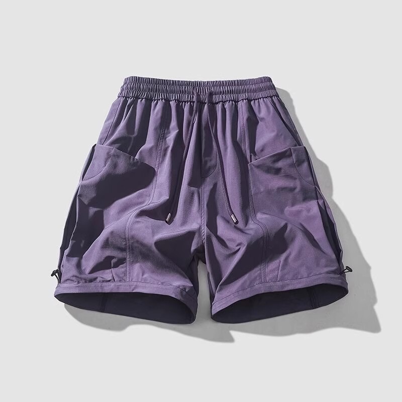 Wassupdeion Japanese Retro Functional Pocket Cargo Shorts Men Summer Outdoor Hiking Wide-Leg Knee-Length Shorts