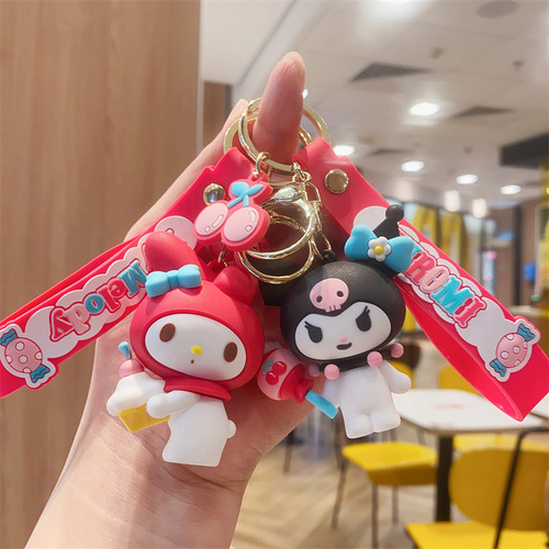 New cute Sanrio cherry whisper pendant Kurome with car bag pendant gift keychain wholesale
