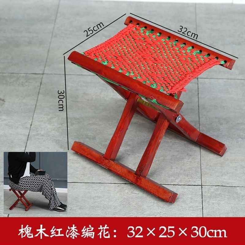 Taburete plegable al aire libre antiguo de madera sólida de madera Maza, taburete de barbacoa para el hogar, taburete de pesca portátil