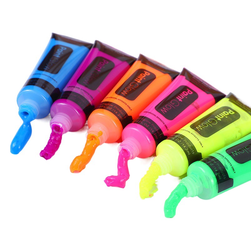 Protección ambiental a base de agua transfronteriza fluorescente pintura facial para dedos Danza de Halloween lavable color de la cara pintura corporal