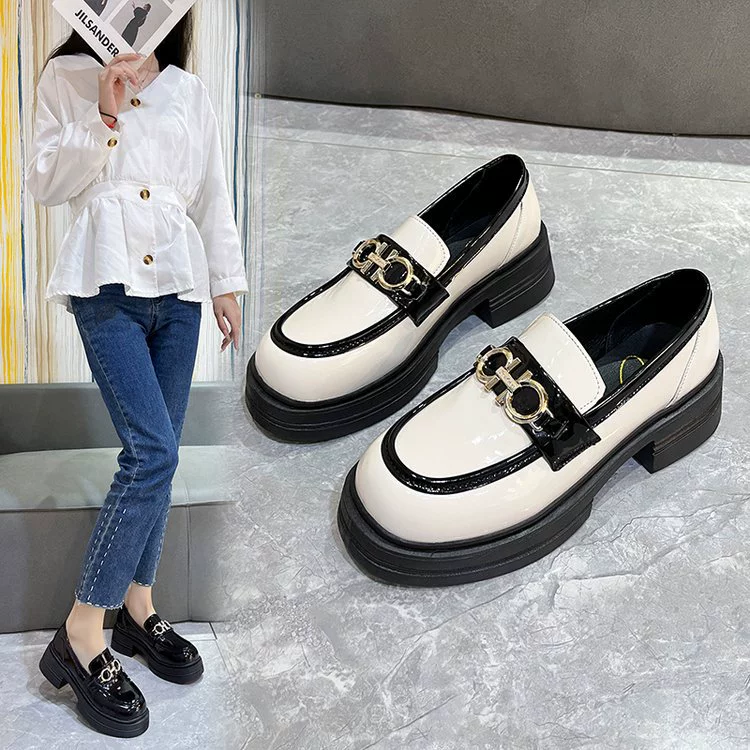 2023 новые винтажные приподнятые лоферы на толстой подошве, женская маленькая кожаная обувь Мэри Джейн, Повседневная модная универсальная нишевая женская обувь