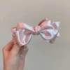 8036 silky polka-dot bow tie banana clip-pink