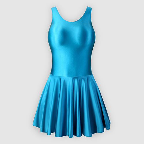 One-piece tight exercise skirt, sports yoga ballet dance skirt, tank top body skirt, silky glossy gymnastics skirt