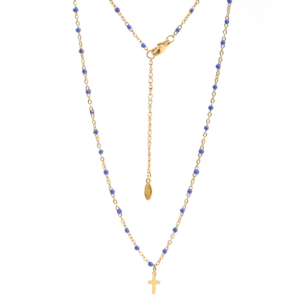 5g Weight Pendant Necklace Classification 1 Piece Quantity Daily, Street Occasion Stainless Steel, Titanium Steel Material Cross Pattern Women's Gender Enamel, Plating Design Simple Style Style Stainless Steel Titanium Steel Simple Style Cross Enamel Plating Pendant Necklace 1