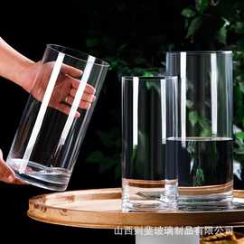 大号透明直筒玻璃花瓶客厅落地鱼缸鲜花醒花桶水培器皿玄关摆件