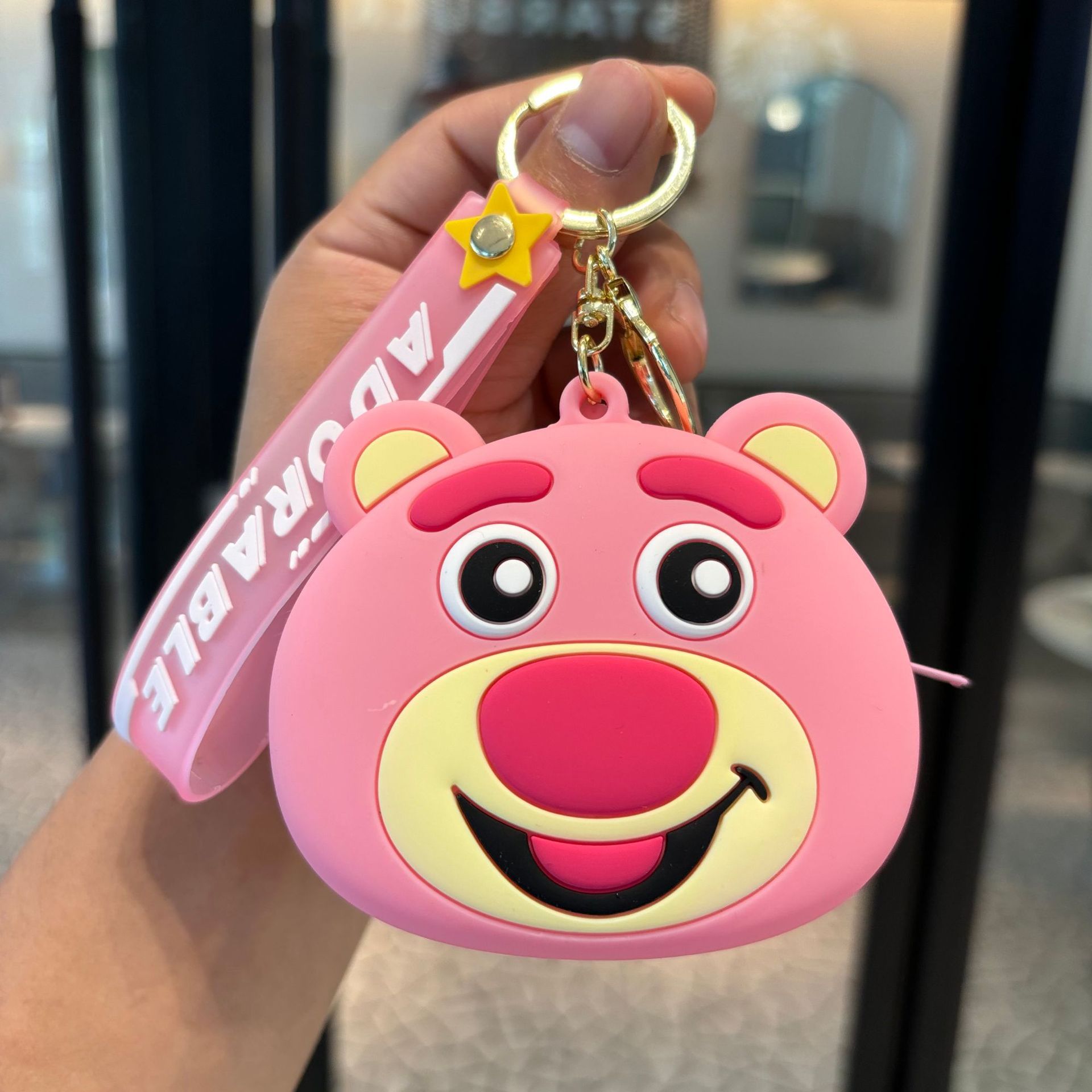 Celebridad en línea dibujos animados lindo Rosa chica corazón moneda monedero bolsa llavero lápiz labial auriculares bolsa colgante regalo al por mayor