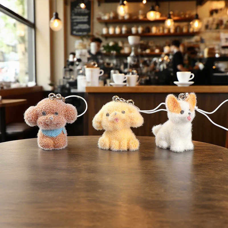かわいい立体植毛樹脂犬ペンダントミニ人形携帯電話ペンダント DIY キーホルダージュエリーアクセサリー|undefined