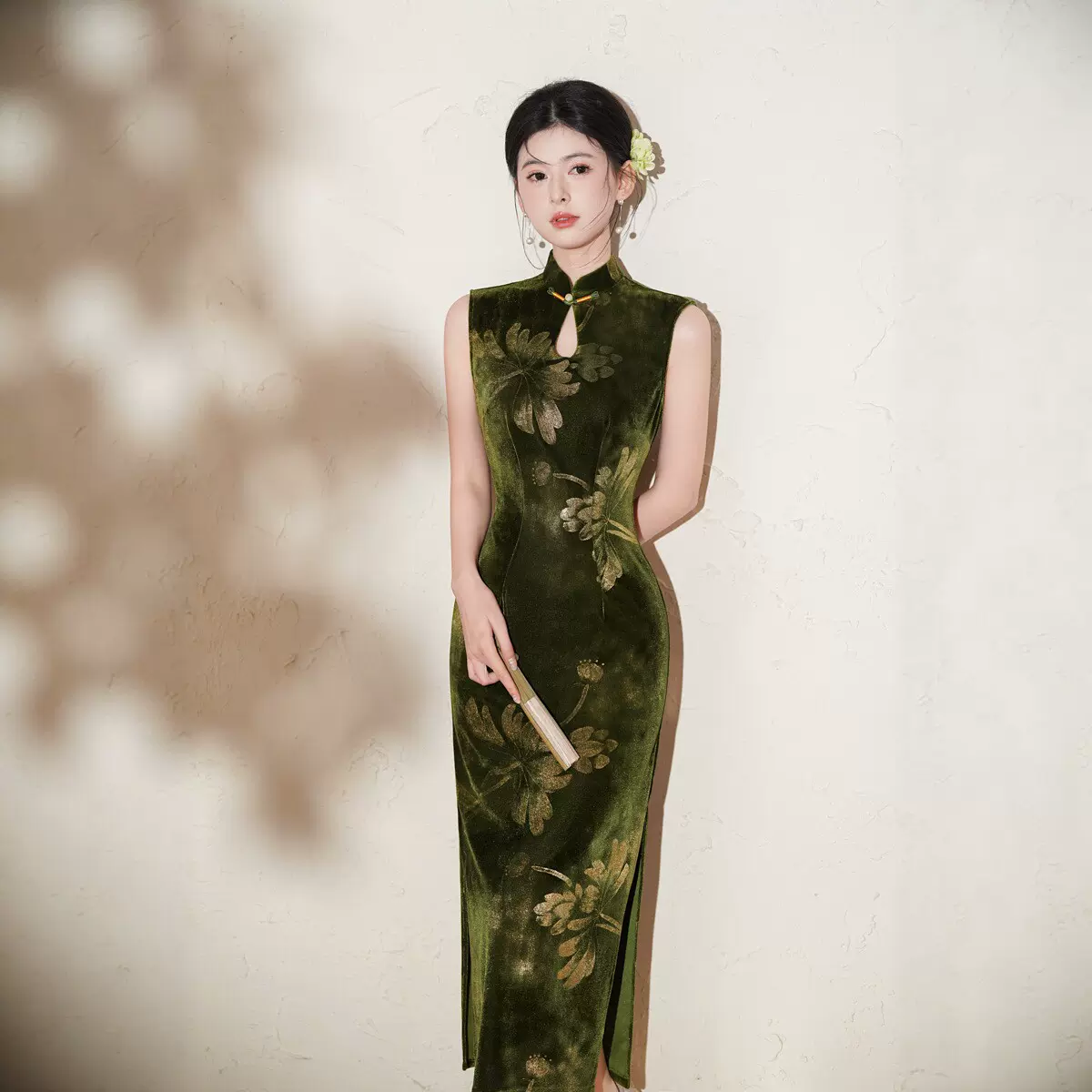 2026新款夏季改良旗袍连衣裙新中式无袖绿色气质优雅年轻款长款