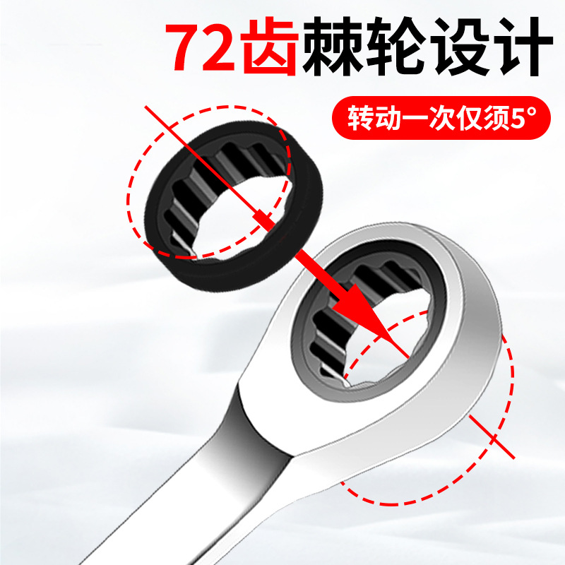 Juego de llave de trinquete de doble cabeza especial transfronterizo Llave de trinquete de engrosamiento rápido y que ahorra mano de obra y mano métrica unidireccional de doble cabeza image 4
