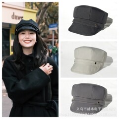 日单CA家报童帽不挑脸型防晒帽海军帽鸭舌帽子纯色八角帽男女同款