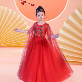 儿童古筝演出服2026夏立体珠绣民乐演奏中式水袖齐地儿童演出礼服