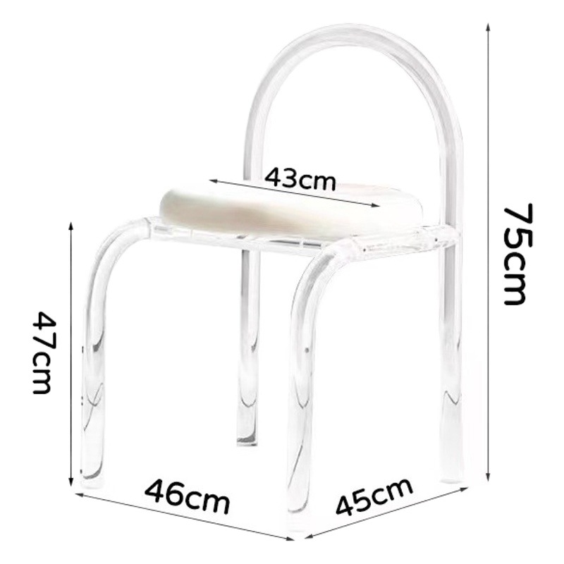 Sillas de comedor de cristal acrílico transparente, sillas de comedor de lujo nórdicas modernas y ligeras.