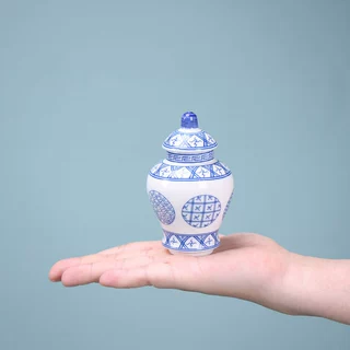 古典将军罐蓝青花中药储存丹药瓶小瓷瓶分装药粉密封药材罐包装盒