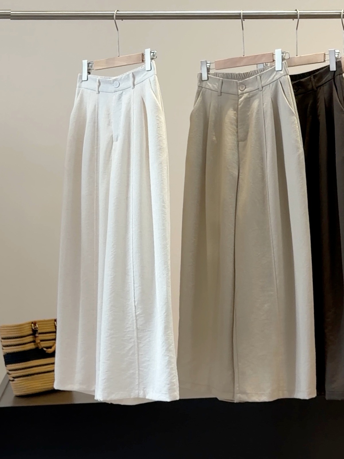 White Cotton Linen Wide Leg Pants Straight Leg Elegant Versatile Loose Slimming Simple Casual Cropped Summer Style_ecoleips.com
