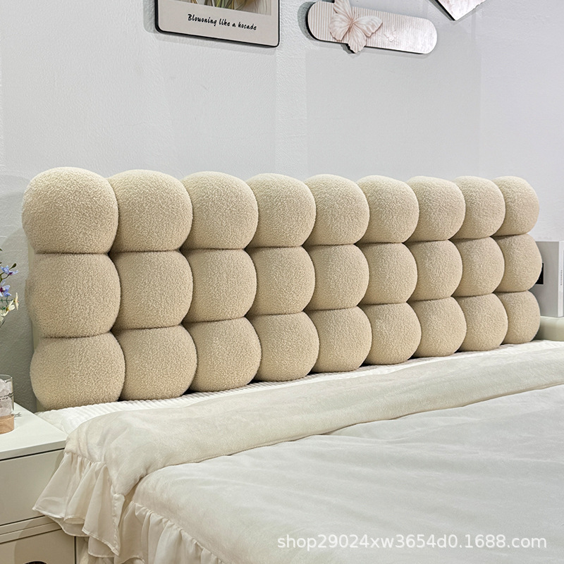 Beludru Cincin Domba Berkualitas Tinggi-Warna Teh Susu / Upgrade Tanpa Papan Dipertebal 90*60*14cm dengan atau Tanpa Kepala Tempat Tidur Universal
