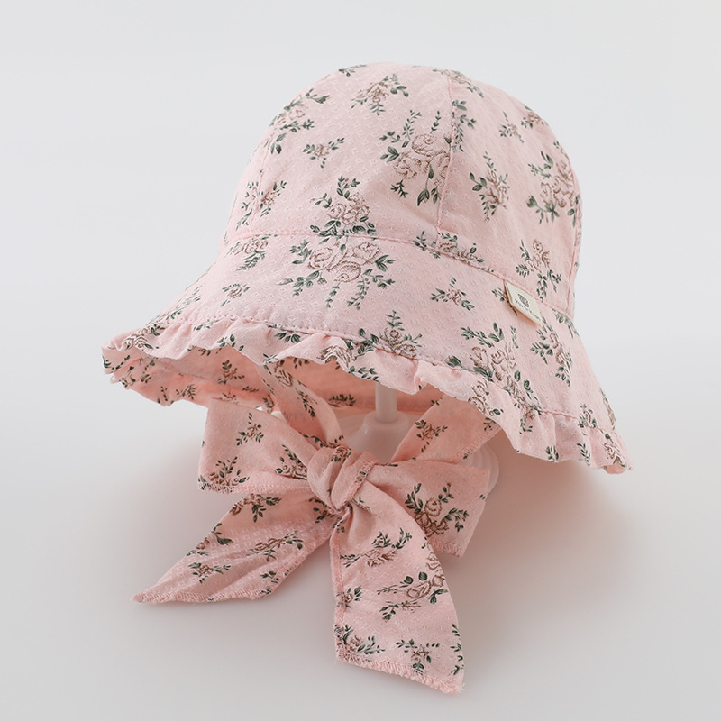 Sombrero de bebé modelos de primavera y otoño retro sombrero de pescador de algodón floral primavera y verano protector solar estilo occidental sombrero para el sol de bebé