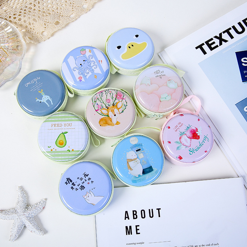 Key Holder Coin Purse Storage Small Wallet Tinplate Student Ins Cartoon Animal Portable Coin Bag