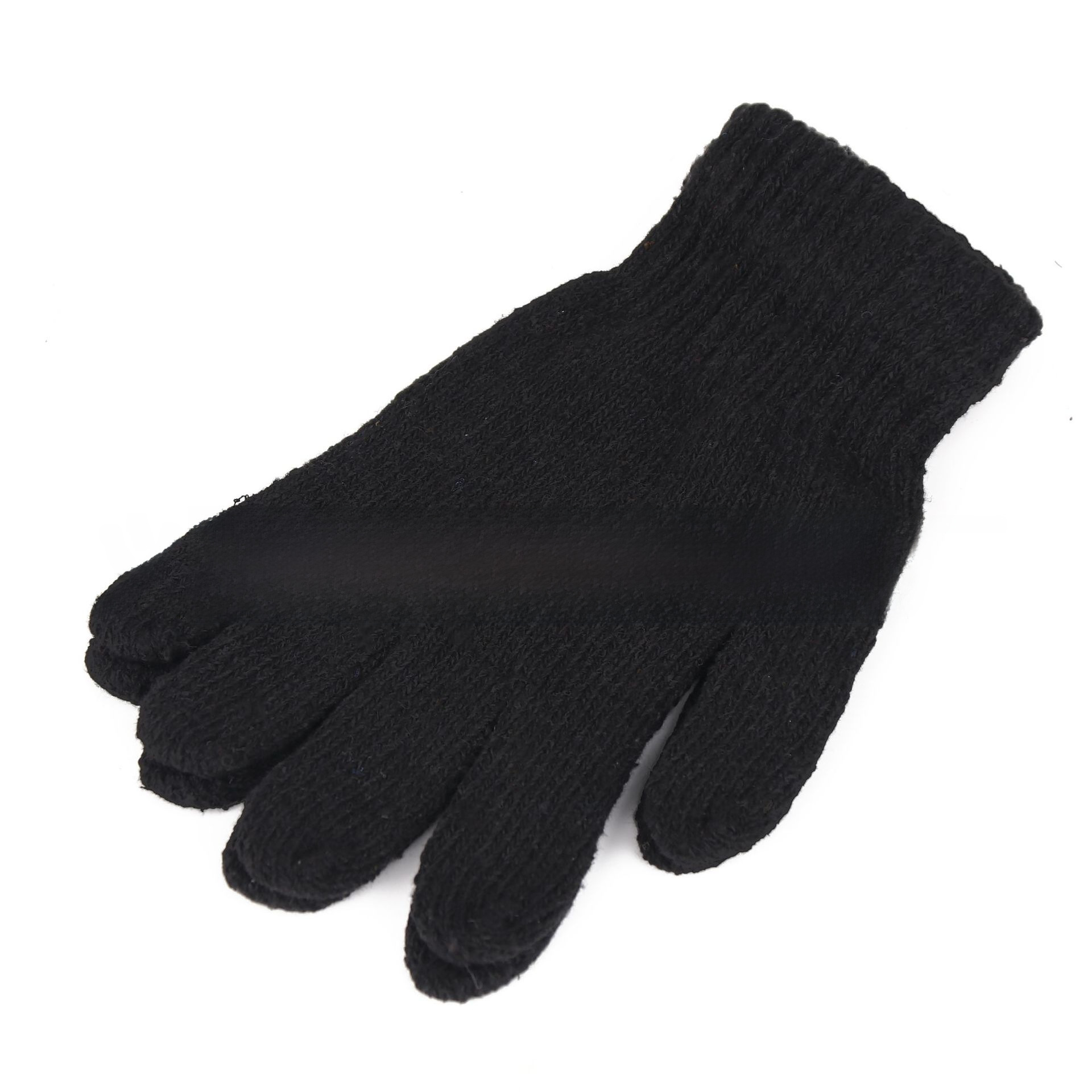 black fleece knitted travel keep warm gloves