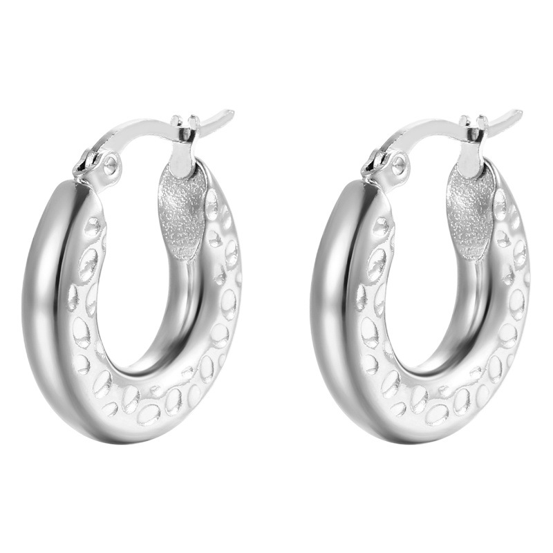 Pendientes redondos de la moda de las mujeres gruesas redondas de la hebilla del oído de la bobina del acero inoxidable de los