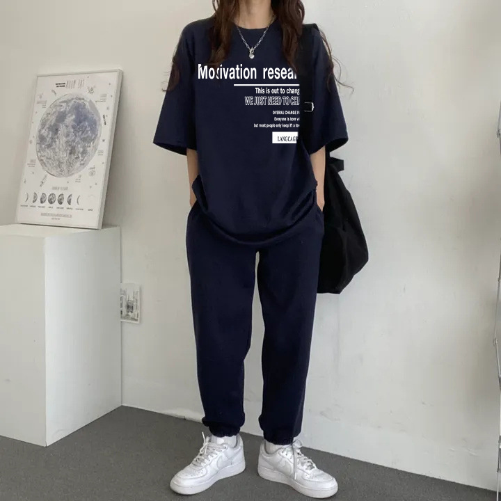 厂家套装女宽松时尚减龄显瘦棉潮牌短袖韩国长裤新款爆款休闲跑步